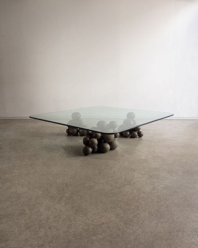 Mesa De Vidro E Ceramica Escultural