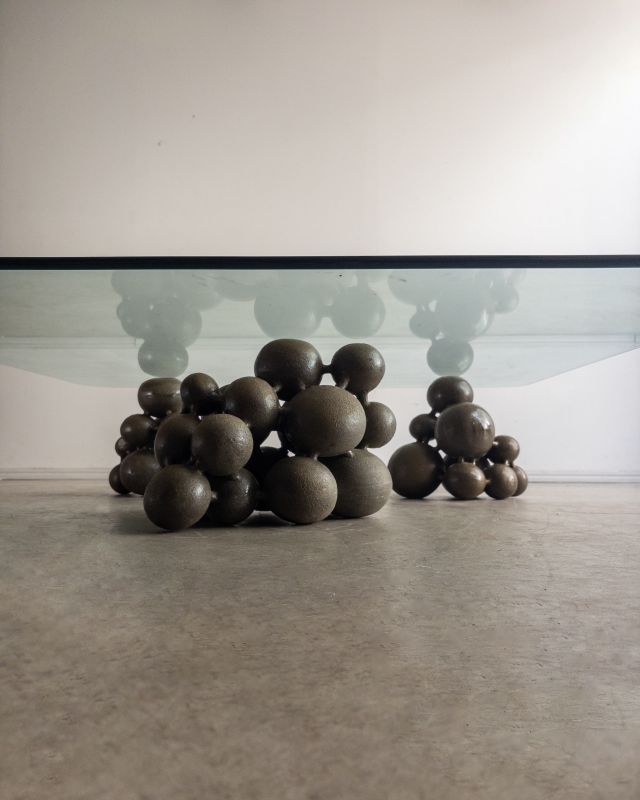 Mesa De Vidro E Ceramica Escultural