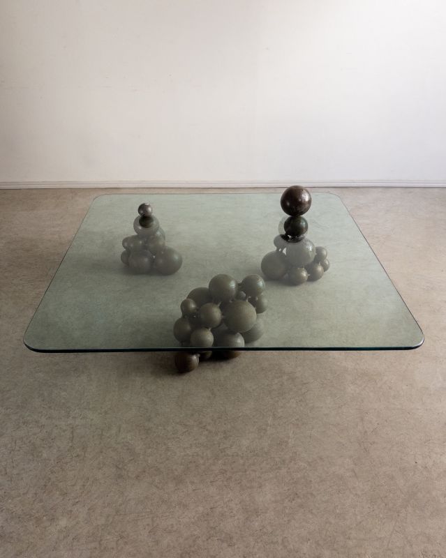 Mesa De Vidro E Ceramica Escultural
