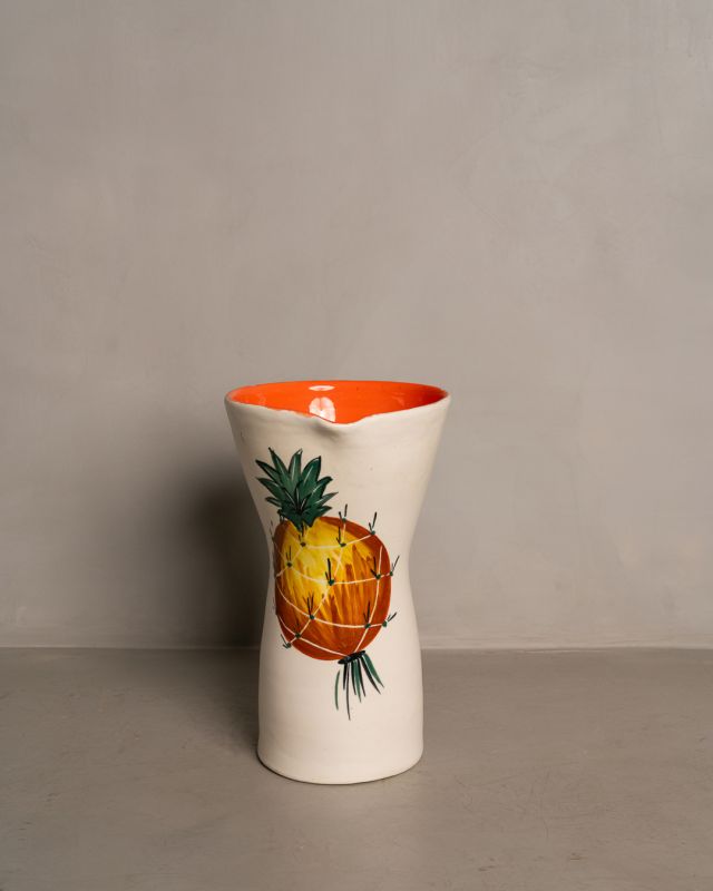 Conjunto De Jarra E Dois Copos. Pintura Abacaxi/ Laranja Conjunto De Jarra E Dois Copos. Pintura Abacaxi/ Laranja